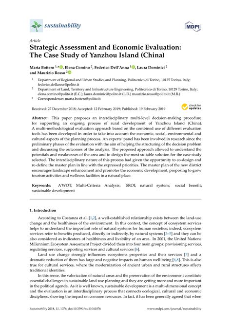 (PDF) Strategic Assessment and Economic Evaluation: The Case Study of ...