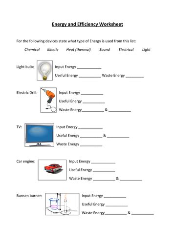 Energy transfers and Sankey diagram worksheet | Teaching Resources