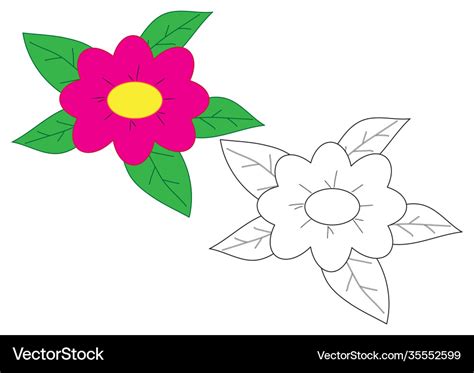 Flower cartoon coloring page game for children Vector Image