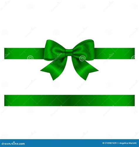 Green ribbon with bow stock vector. Illustration of celebration - 210987439