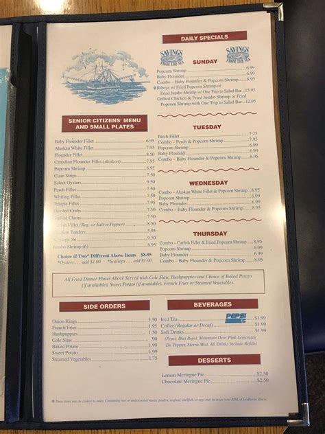 Menu at Ocean View Seafood restaurant, Lexington