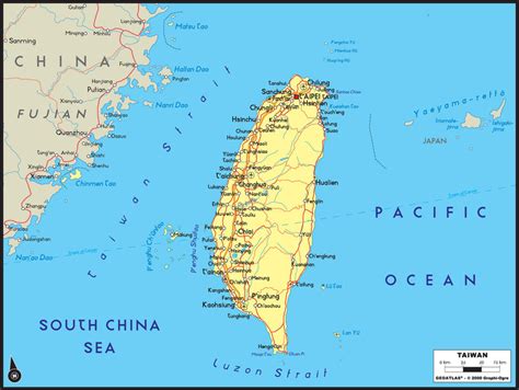 Taiwan Political Wall Map | Maps.com.com