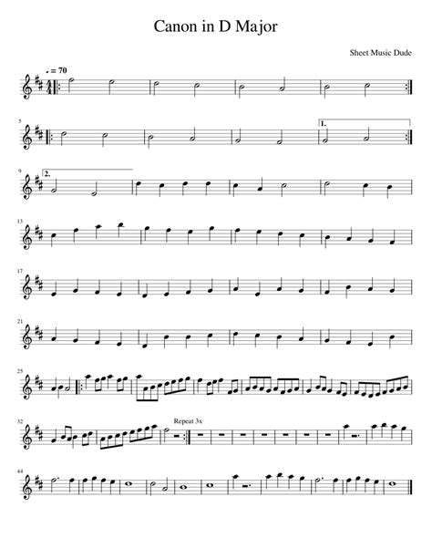 Canon in D Major Sheet music for Violin (Solo) | Musescore.com