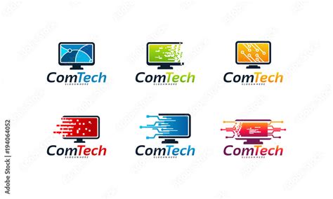 set of Computer Technology logo designs concept, Fast Computer logo ...