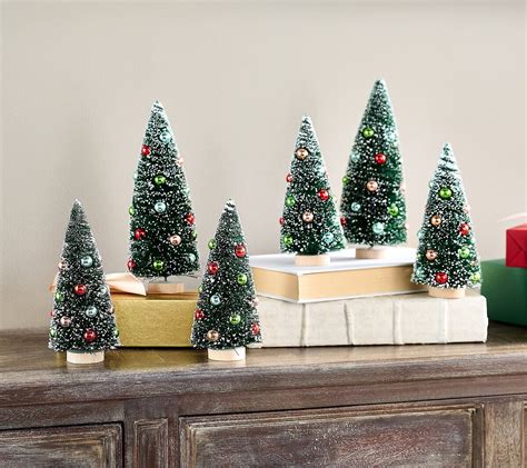 VALERIE PARR HILL As Is Set Of 6 Bottlebrush Trees W/ Ornaments Valerie ...