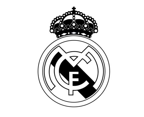 Real Madrid Logo Symbol Black And White Design Spain football Vector ...