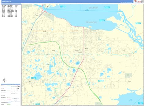 Sanford Florida Wall Map (Basic Style) by MarketMAPS - MapSales