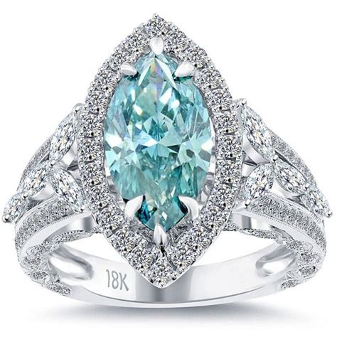 Perfect Blue Diamond Marquise Engagement Rings Vs1