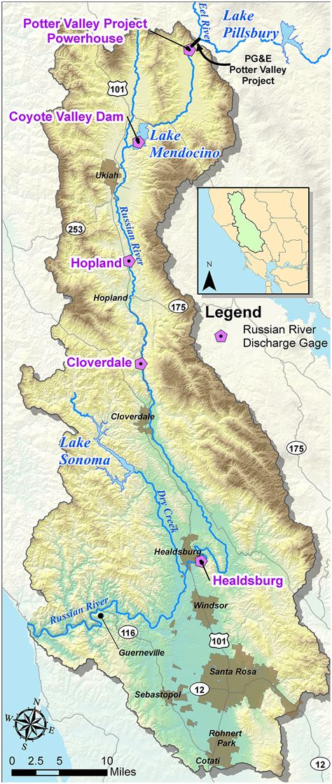 Map of the Russian River watershed including the Potter Valley Project ...