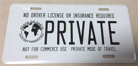 Private Citizen not for hire license plate