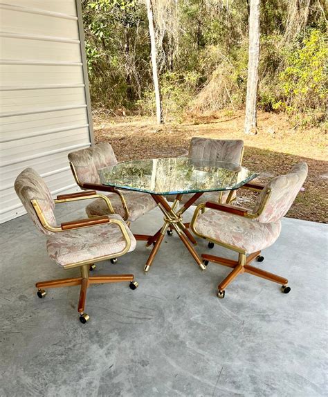 Vintage Chromcraft Dining Set Caster Chairs With Glass Top Mid - Etsy UK