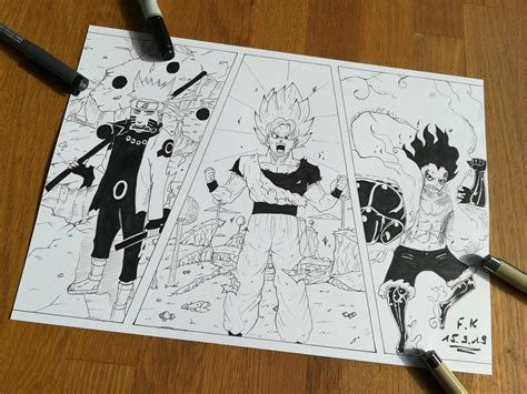 Naruto, Son Goku and Luffy by Monkey-D-Drawing on DeviantArt