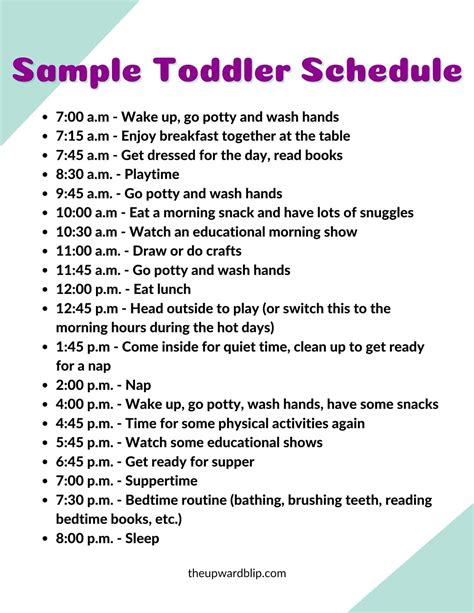 Printable Toddler Schedule for Free: Daily Routine