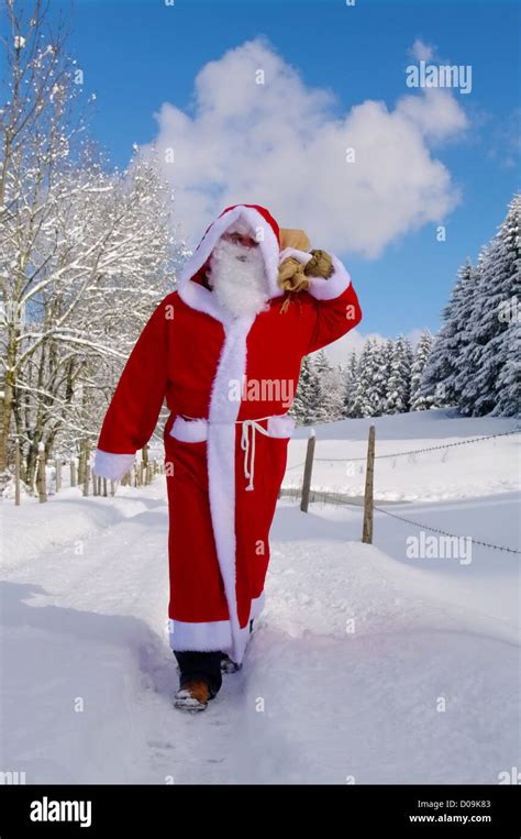 Santa Claus, Father Christmas in a beautiful winter landscape Stock ...