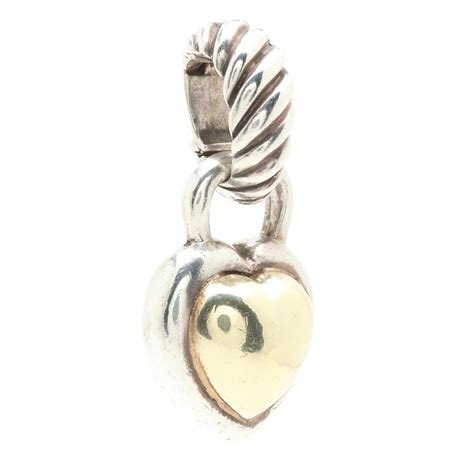 David Yurman Sterling Silver and 14K Yellow Gold Heart Pendant | EBTH