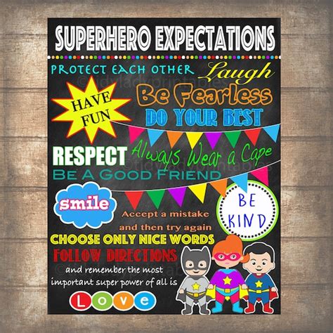 Superhero Classroom Rules Poster PRINTABLE INSTANT DOWNLOAD | Etsy Hong ...