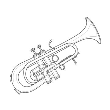 Trumpet Outline Art PNG Transparent Images Free Download | Vector Files ...