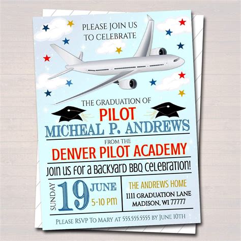 Pilot Graduation Invitation, Air Force Academy Graduate Invite, Flight ...