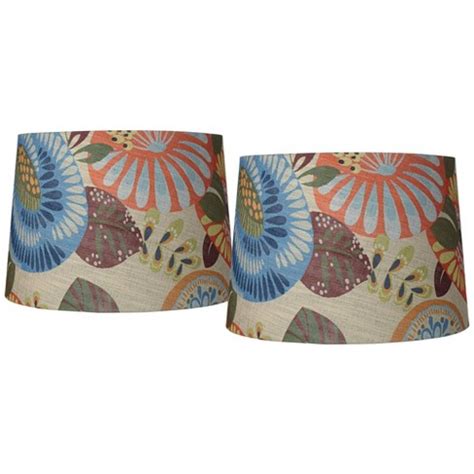 Springcrest Collection Set Of 2 Drum Lamp Shades Multi Color Tropic ...