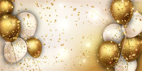 Luxury Gold and White foil balloons with confetti in white background ...