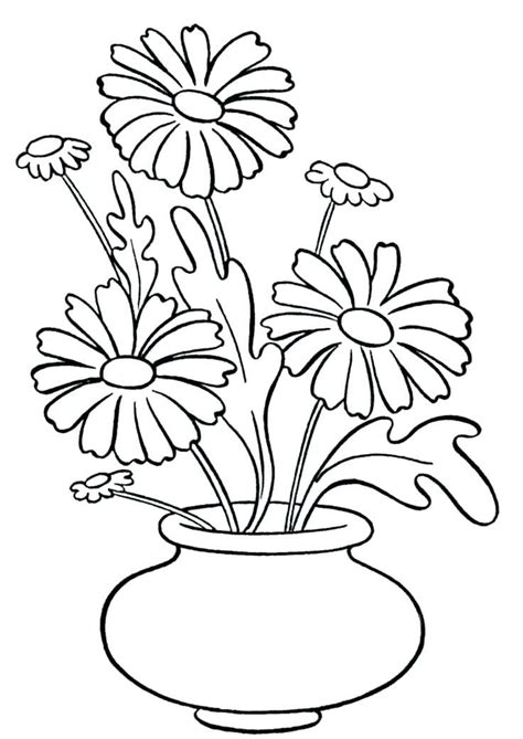 Flowers In A Vase Coloring Page For Kids Free Printable Picture ...