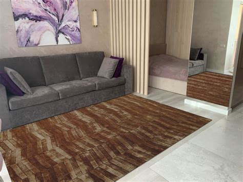 Viscose Silk Floor Carpet with Design | Handloom Viscose Rug In Brown ...