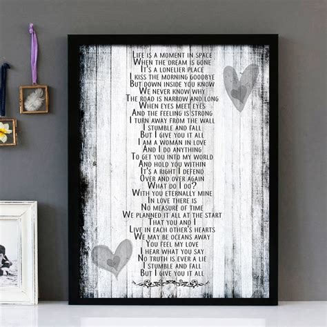 "Woman In Love" - Barbra Streisand - Framed Lyrics Wall Art