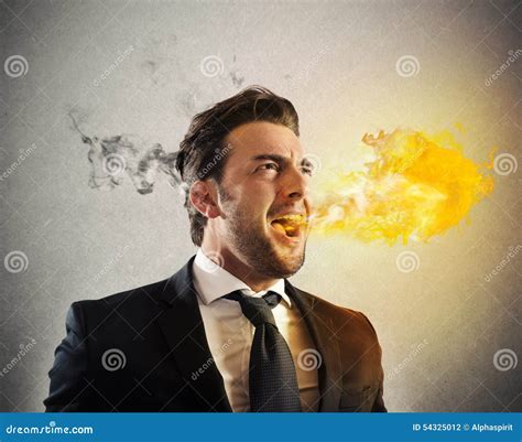 Furious Businessman Spitting Fire Stock Photo - Image of desperate ...