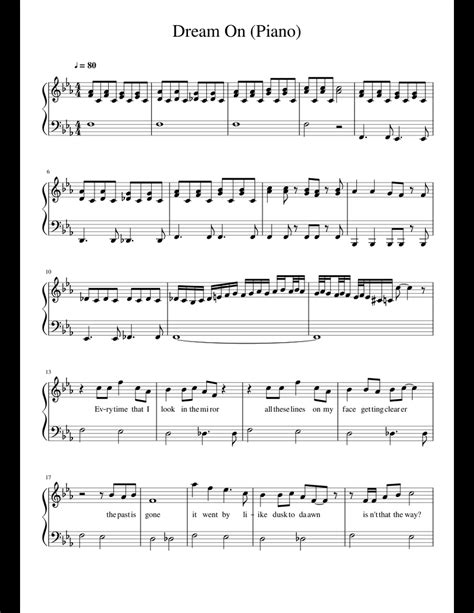 Dream On (Simple Piano) sheet music for Piano, Voice download free in ...