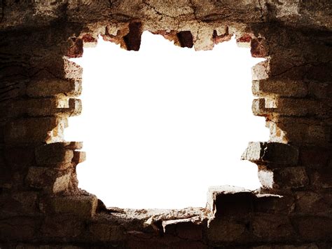 Broken Stone Wall With Hole PNG Background (Brick-And-Wall) | Textures ...