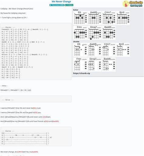 Hợp âm: We Never Change - cảm âm, tab guitar, ukulele - lời bài hát ...