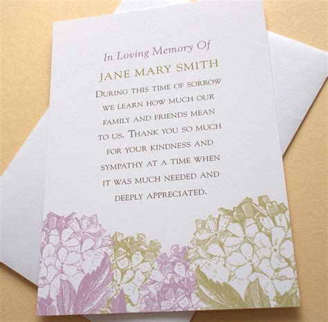 Bereavement Thank You Cards With Purple or Peach Colored - Etsy UK