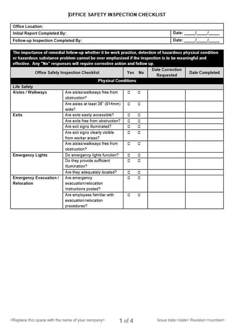 Office Safety Inspection Checklist - NECA Safety Specialists