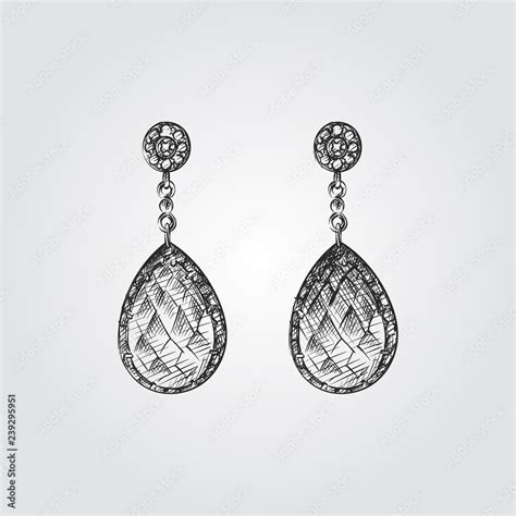 Hand Drawn Jewelry earrings Sketch Symbol isolated on white background ...