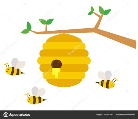 Honey Bee Nest Tree Vector Graphic Stock Illustration by ©rosifan19 ...