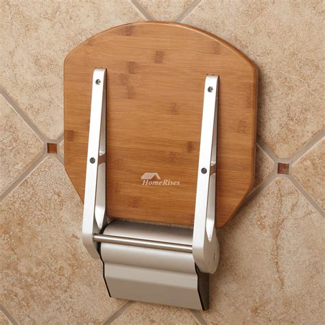 DPXE Bamboo | Teak Wood Wall Mounted Folding Shower Seat