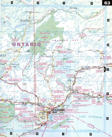 Road map Thunder Bay surrounding area (Ontario, Canada) free large highway