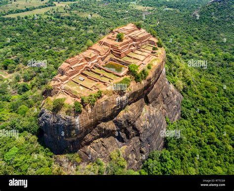 Sigiriya or the Lion Rock, an ancient fortress and a palace with ...