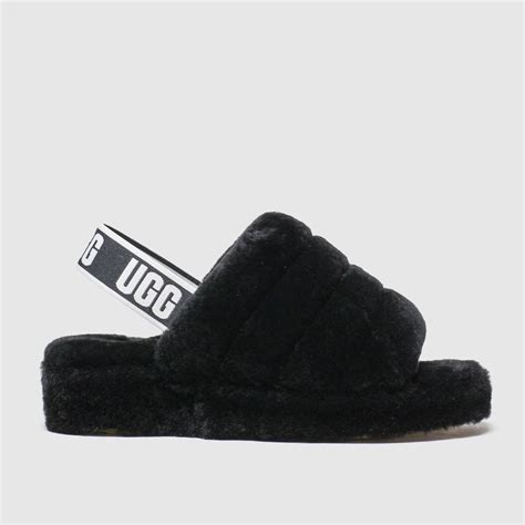 womens black ugg fluff yeah slide sandals | schuh