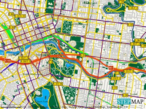 StepMap - Melbourne - Hawthorn - Landkarte für World