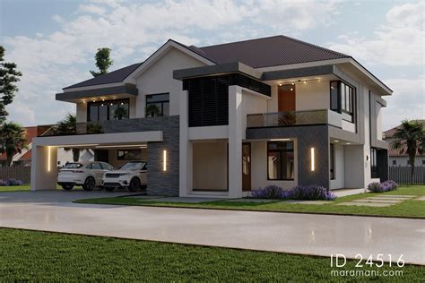 Modern 4 Bedroom Double Storey House - ID 24516 - House Plans by Maramani