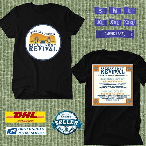 TOUR 2022 RIVERFRONT REVIVAL MUSIC FESTIVAL BLACK TEE SHIRT WITH LINEUP ...