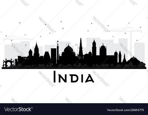 India city skyline silhouette with black Vector Image