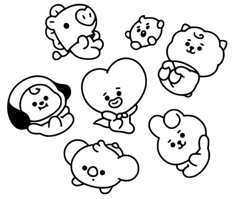 Bt21 Mewarnai Xcolorings Outline Pra Colouring Letras Pegatinas ...