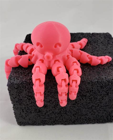 3D Printed Octopus Articulated Pink Octopus Toy - Etsy