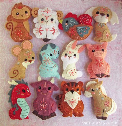 All 12 Chinese Zodiac Felt Animals Plush Sewing Patterns, PDF, SVG ...