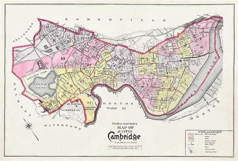 Historical Map City of Cambridge Massachusetts 1903 Photograph by Carol ...