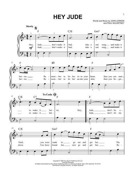 Hey Jude sheet music by The Beatles (Easy Piano – 159128)