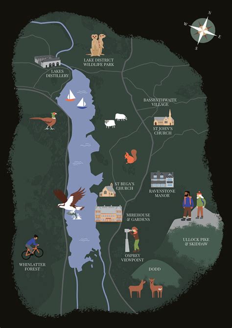 Bassenthwaite Map - One Owl Studio