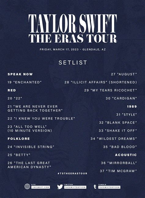 eras tour setlist opening night !! | Taylor swift web, Shake it off ...